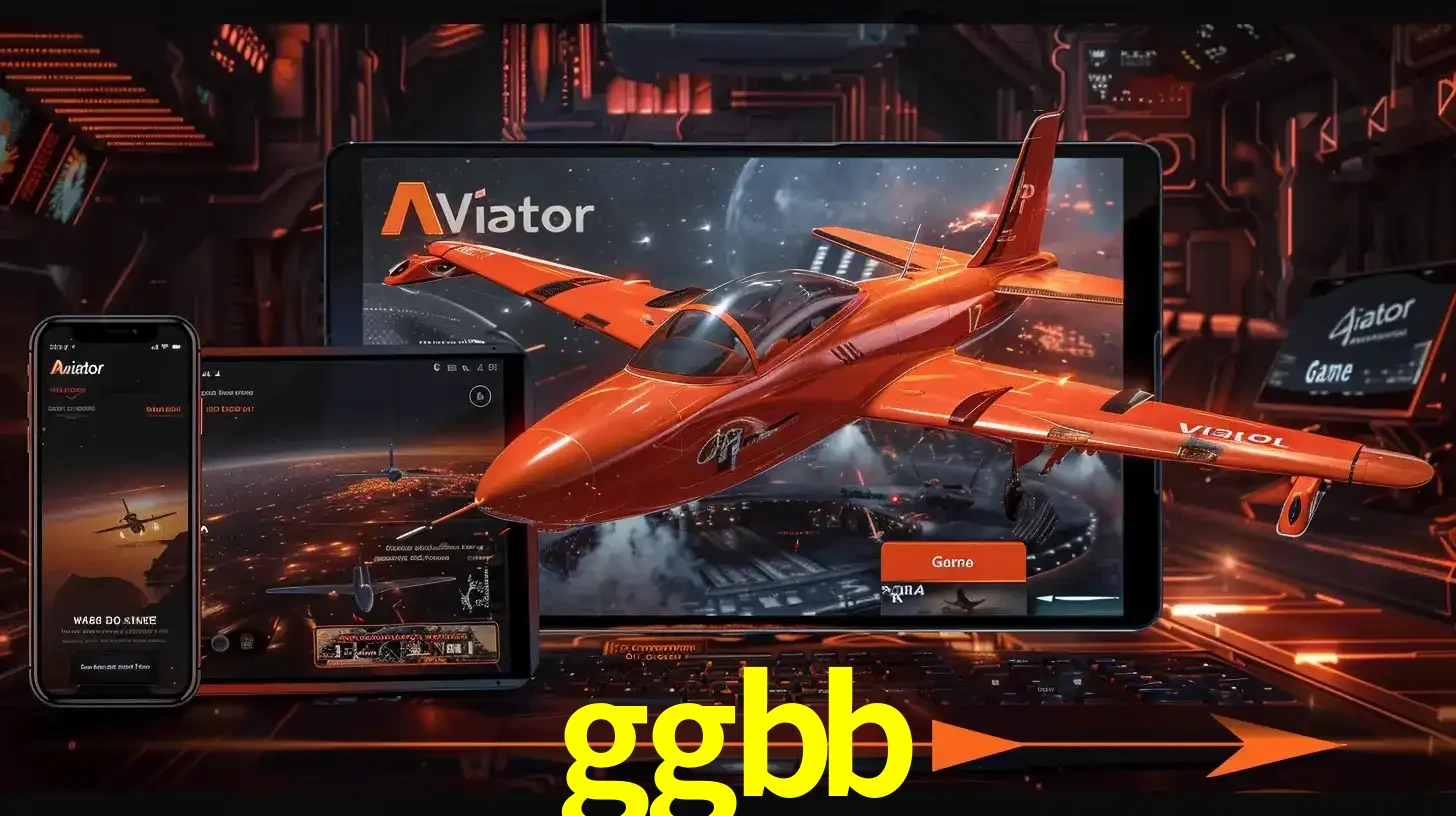 Apresentação tecnológica do jogo Aviator com um avião saindo da tela de um tablet, demonstrando a experiência imersiva em múltiplos dispositivos no ggbb.