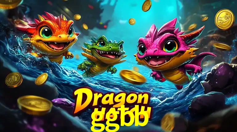 Arte promocional do jogo Dragon Hatch com três adoráveis dragões bebês nadando entre moedas de ouro, um dos slots mais divertidos para jogar no cassino ggbb.