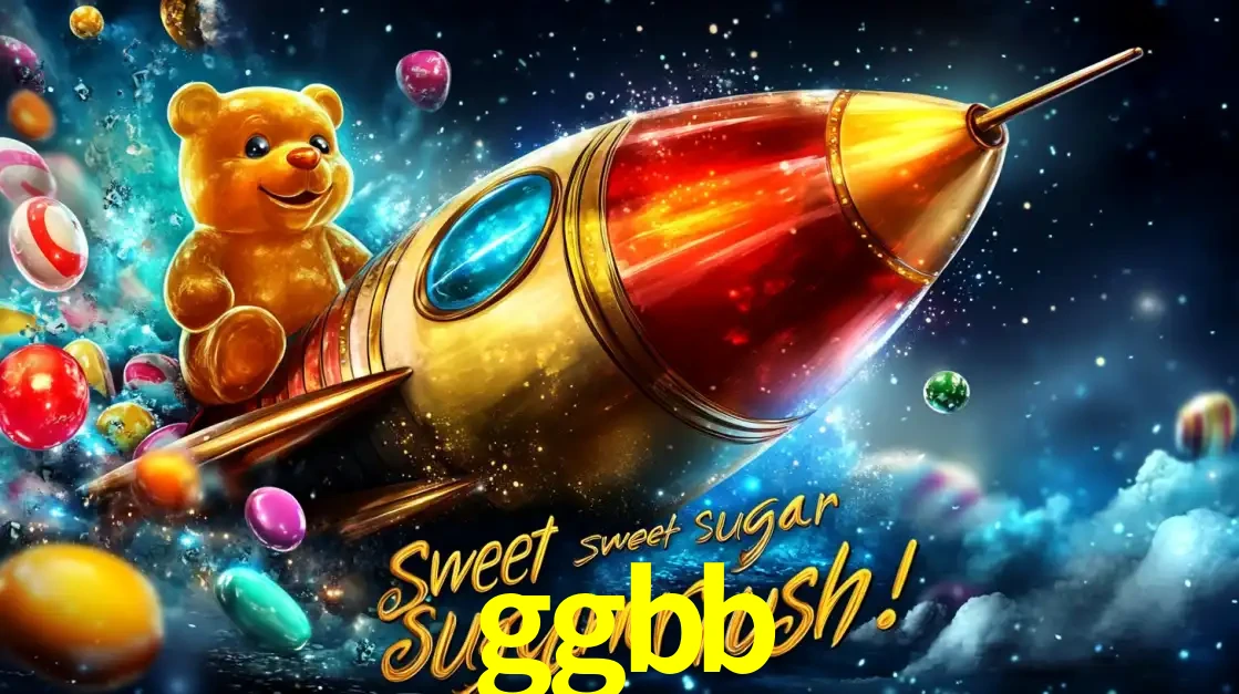 Arte promocional do jogo de slot Sugar Rush, com um urso de pelúcia em um foguete viajando pelo espaço de doces, um dos jogos divertidos disponíveis no cassino ggbb.