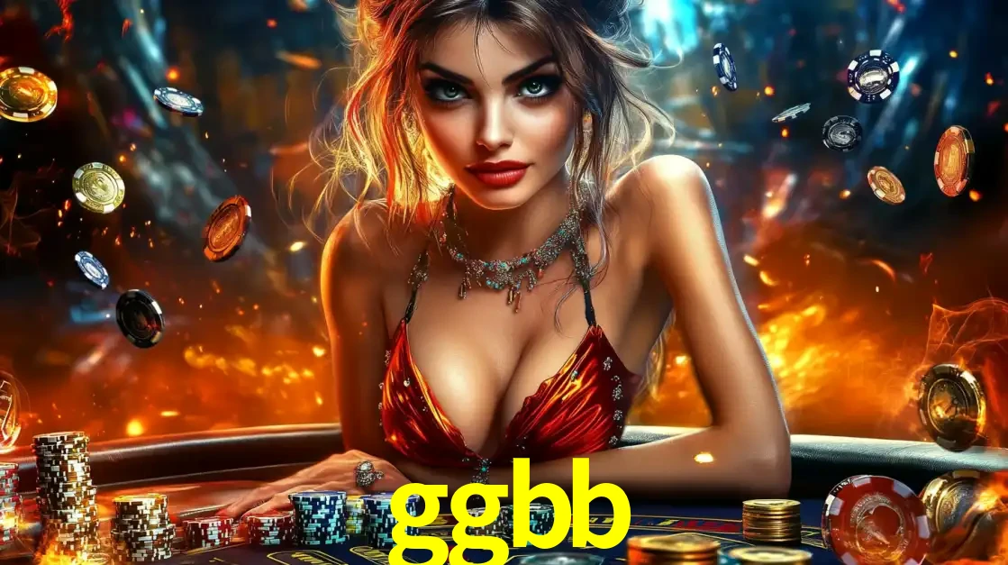 Mulher em uma mesa de cassino com pilhas de fichas e um fundo de fogo, pronta para uma rodada de altas apostas nos jogos de mesa emocionantes do cassino ggbb.